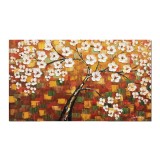 Tablou 3D pictat manual, Flori de cires, 120x70cm ulei pe panza in cutit, gata de expus pe perete