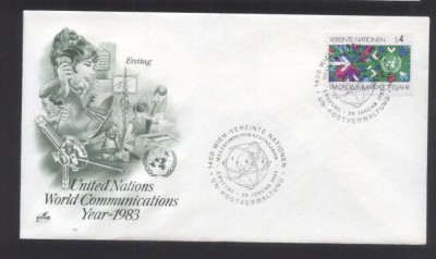 UN Vienna 1983 World communication year Mi.29 FDC UN.273 foto