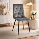 Scaun bucatarie/living, Artool, Libra, catifea gri inchis, picioare metal negru, 45x54x86.5 cm GartenVIP DiyLine