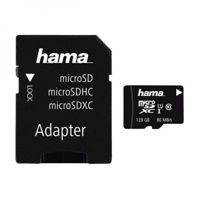 Card microSDXC Hama, capacitate 128 GB, clasa viteza 10, adaptor inclus foto