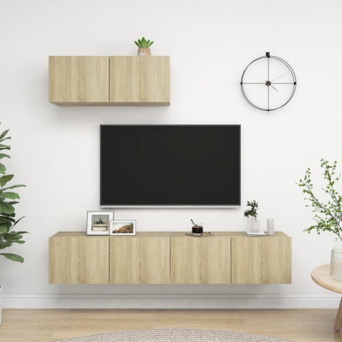 vidaXL Comode TV, 3 piese, stejar sonoma, PAL