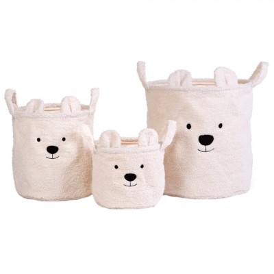 Set 3 cosuri depozitare Childhome Teddy Alb foto