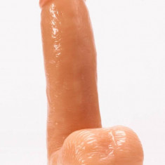 Dildo Clasic Cu Testicule Si Ventuza Bedi, Natural, 16 cm