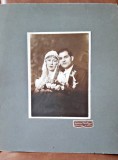 Fotografie pe carto, portret mire si mireasa, 1929