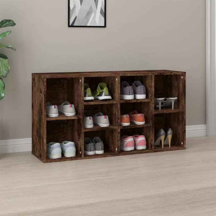 vidaXL Bancă de pantofi, stejar fumuriu 103x30x55 cm lemn prelucrat 826369