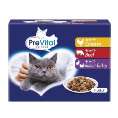 PreVital Cat jeleu de pui/vita/iepure-curcan 12 x 100 g foto