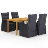 Cumpara ieftin Set de masa pentru gradina, 5 piese, negru