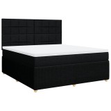Cumpara ieftin Pat box spring cu saltea, negru, 180x200 cm, catifea