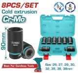 TOTAL - SET 8 PIESE TUBULARE DE IMPACT ADANCI &ndash; 3/4"