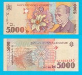 Romania (p#107) 5.000 Lei 1998 aUNC+ &#039;Blaga&#039; serie: 010A1883430 Filigran mare italic