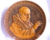 APLICA / FARFURIE DECORATIVA CERAMICA / MAJOLICA CAMA DERUTA PAPA GIOVANNI 24 CM
