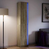 VidaXL Dulap &icirc;nalt cu LED stejar sonoma 41,5x32,5x200cm lemn prelucrat