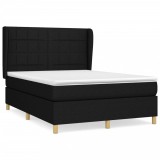 Cumpara ieftin Pat box spring cu saltea, negru, 140x190 cm, textil