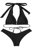 Set bikini brazilian sexy pentru femei, top și fundal, triunghi, șnur, top bikini, set fundal, tanga, costum de baie
