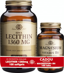 Solgar Pachet Lecithin 1360mg 100cps moi + Magnesium cu B6 100 tablete GRATIS foto