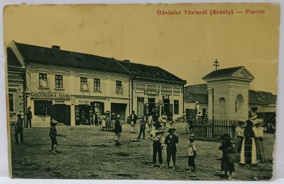 TEIUS , CASE CU MAGAZINE IN CENTRU , CARTE POSTALA , 1916 foto