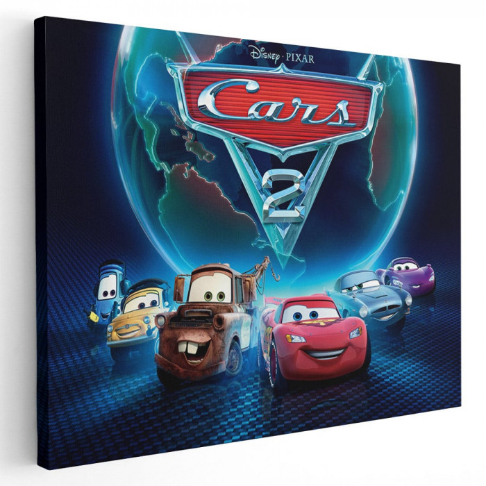 Tablou afis Cars 2 desene animate 2169 Tablou canvas pe panza CU RAMA 30x40 cm