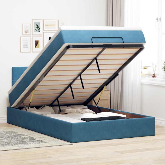 vidaXL Pat otoman cu saltea și LED-uri, albastru &icirc;nchis, 120x190cm 3312612