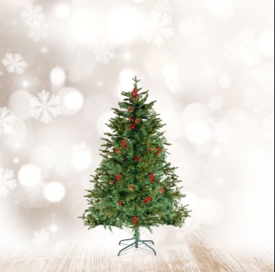 Brad artificial &amp;ndash; 120 cm &amp;ndash; PE/PVC &amp;ndash; cu bobițe roșii foto
