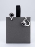 Cercei Argint 925 Black Heart Halo cu Zirconiu Negru si Transparent pentru Femei - atcom