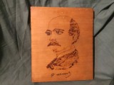 Pirogravura pentru perete perioada comunista realizata manual Vasile Alecsandri !