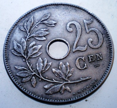 7.546 BELGIA 25 CENTIMES 1910 BELGIE foto