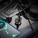 Cumpara ieftin Incarcator Auto HOCO USB-A + USB-C QC3.0 PD 3A 43W + Cablu USB-C la Lightning NZ16A , Gri