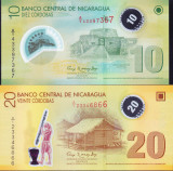 Bancnota Nicaragua 10 si 20 Cordobas 2007 (2012) - P201b/202b ( set x2 polimer )