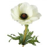 Floare Artificială, Anemona, Tulpină Scurtă, Culoare Alb, Material Plastic, Oem