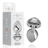 Intense Anal Toys-Anal Plug Metal Aluminiu Inimă Albă, Mărime L