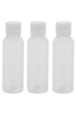 Set de sticle transparente de călătorie, capac alb, 100 ml - 3 buc