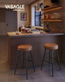 Cumpara ieftin Set 2 scaune de bar, Vasagle, Maro, 49.5x49.5x63 cm