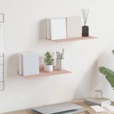 vidaXL Raft suspendat Pe perete 2 pcs Roz 40 x 18 x 2,5 cm Oțel 8004010