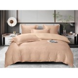 Cumpara ieftin Lenjerie de Pat, Jacquard Satinat cu Elastic, pentru Pat Dublu, 6 Piese, Cafea cu Lapte - ION82