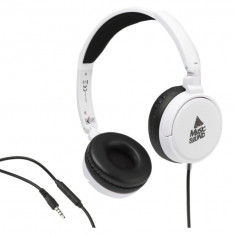 Casti on-ear Music Sound, mufa de 3.5 mm, cablu anti-incurcare de 1.2 m, alb - RESIGILAT