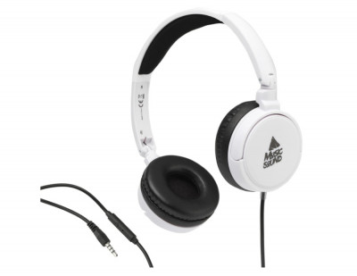 Casti on-ear Music Sound, mufa de 3.5 mm, cablu anti-incurcare de 1.2 m, alb - RESIGILAT foto