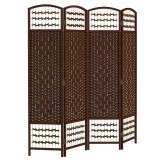 HOMCOM Paravan interior din lemn separator de cameră despărțitură pliabilă 4 panouri 160 x 170 cm maro | Aosom Romania