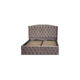 Pat Matrimonial Natalia tapitat cu somiera rabatabila diverse dimensiuni, culoare cappuccino - 200x200