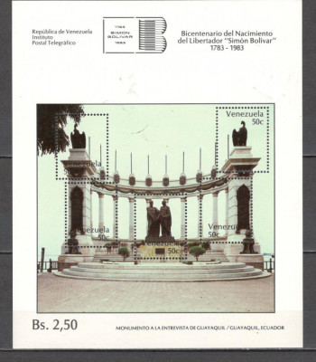 Venezuela.1982 200 ani nastere Simon Bolivar:Monument-Bl. CV.1 foto