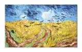 Cumpara ieftin Tablou celebru pictat manual, Lan de grau cu corbi, 100x60cm ulei pe panza, reproducere Vincent van Gogh