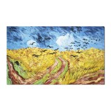 Tablou celebru pictat manual, Lan de grau cu corbi, 100x60cm ulei pe panza, reproducere Vincent van Gogh