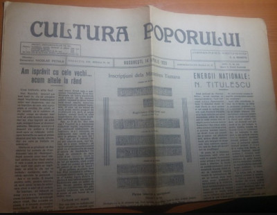 ziarul cultura poporului 14 aprilie 1929-insciptiuni de la manastirea tismana foto