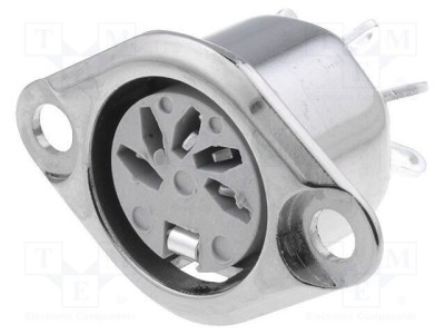 Conector DIN soclu mamă PIN 5 180&amp;deg; lipire 34V 2A DELTRON foto