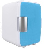 Mini frigider portabil, capacitate 4L, cu mufa pentru bricheta auto, finisaj lucios, albastru