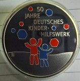 (A93) MONEDA DIN ARGINT GERMANIA - 20 EURO 2022, LIT. D, COLOR, 50 ANI DEUTCHES KINDERHILFSWERK, STARE PROOF