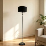 Lampadar PAVLODAR,1 x E27,Metal si Cristal,Negru