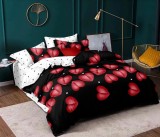 Lenjerie Pat Bumbac 4 Piese Negru 200x155 cm (Pilota) + 200x175 cm (Cearceaf) + 55x75 cm (2 Fete Perna)