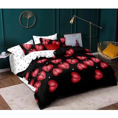 Lenjerie De Pat Up Xf001, Bumbac, 4 Piese, Fara Elastic, Negru