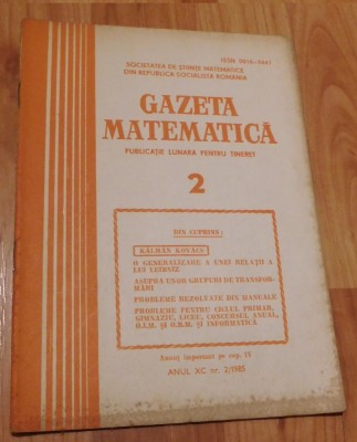 Gazeta matematica - Nr. 2 din 1985 foto