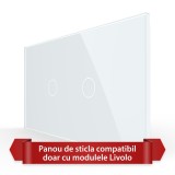 Panou Intrerupator Simplu + Simplu cu Touch LIVOLO din Sticla, Standard Italian - 4M SmartElectro IntelligentHouse